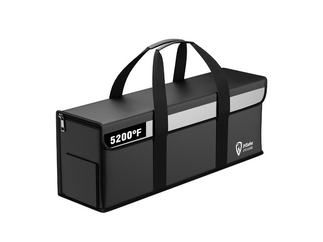 E-Bike Battery Safe Bag Explosionproof, Lipo Bag,19.3 x 5.1 x 7in Fireproof, Large Capacity,Lipo Battery Charging Safe Bag, Silicone Coated...