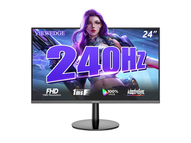 Gaming Monitor 24 inch 240Hz, VA 1ms, FHD 1080p Computer Monitor HDR 10 100% sRGB, Bluelight Filter, 2 HDMI & 1 DP Port, Support Adaptive Sync...