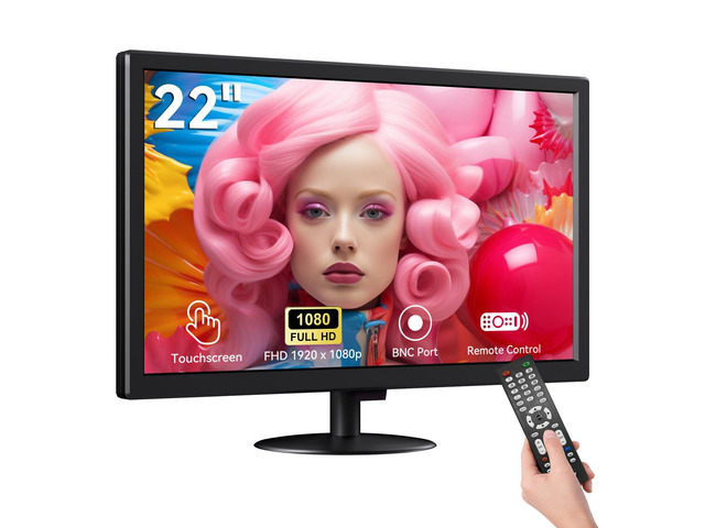 22 Full HD Touch Monitor 10-Point Capacitive Touch, HDMI/VGA/BNC, Built-in Speakers, VESA Mount Ideal for POS, Office & Industrial Use
