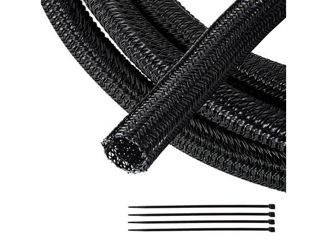 1/4 x 10FT Cable Sleeves Cord Management Braided Wire Loom Sleeving Protector Wiring Cable Cover Flexible Self-Wrap for Automotive Home Office...