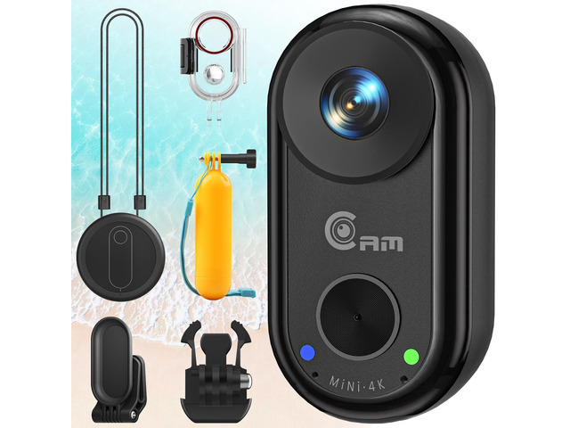 4K Mini Wearable Body Camera with Waterproof Floating Hand Grip 40M Underwater POV Camera, Magnetic Thumb-Size Action Cam, 6-Axis Stabilization,...