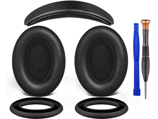 Replacement Kit for Bose QC15 and QC2- Black (Not Fit QC35/QC25/QC45/AE2), Earpads + Headband + Silicone Sweat Cover