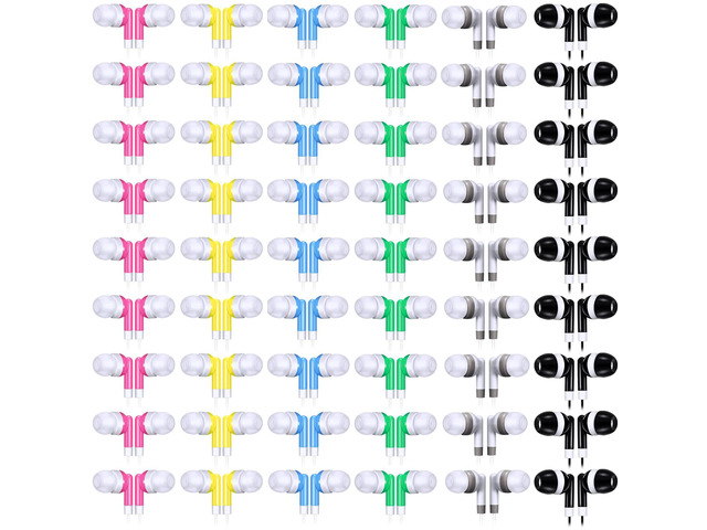 60 Pack Wired Earbuds Bulk 6 Colors Classroom Headphones with 3.5mm Jack Individually Bagged in-Ear Earphones for Classroom, School (Pink, Yellow,...