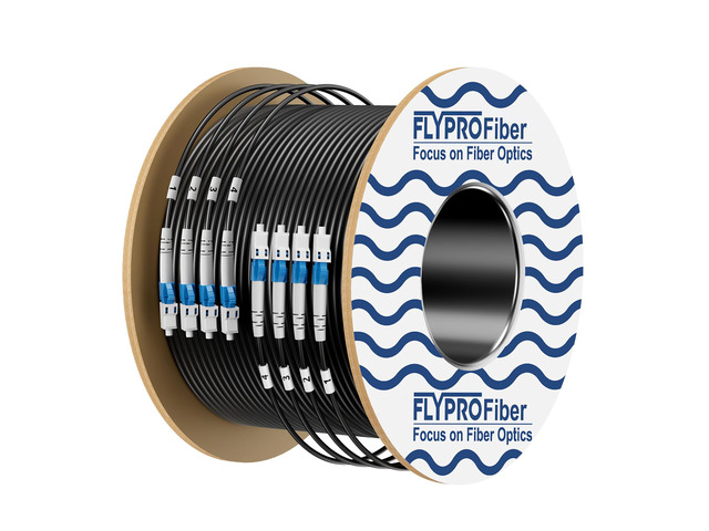 4 Core OS2 Single Mode LC LC Outdoor Fiber Patch Cable 50m 164ft, OD-5mm Armored, Duplex, 9/125m,10G/40G/100Gb, Industrial TPU, Direct Burial,...