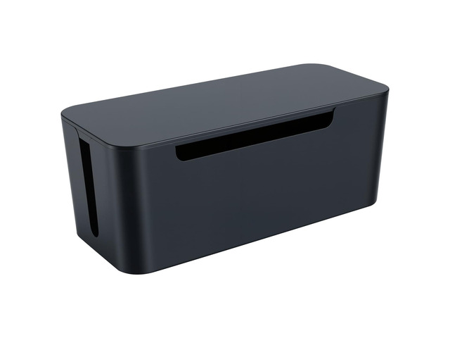Cable Management Box with Lid, Three Entry/Exit Slots, Black Large Cord Organizer, Plastic Power Strip Cover, Hide Surge Protector on Desk &...