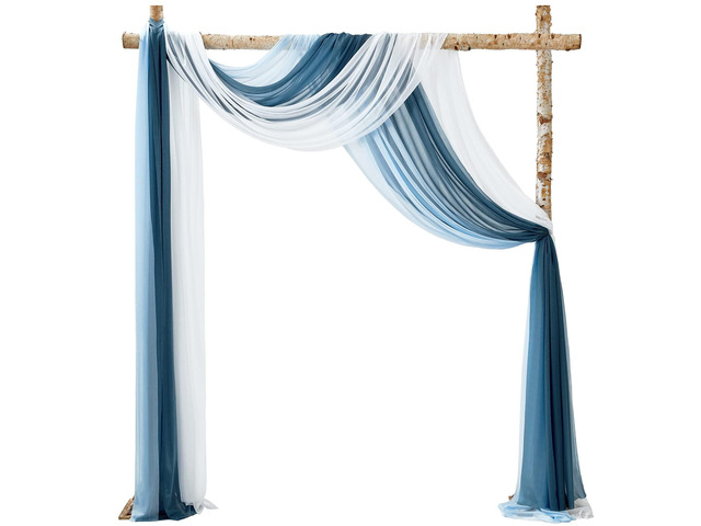 Weddings Arch Draping Fabric 3-Panel Ombre, Sheer Swag 30'x 20ft Gradient Blue Chiffon Sheer Tulle, Versatile Decor for Outdoor Parties,...