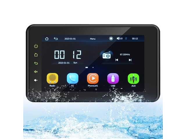 2026 Upgraded Marine Stereo with Wireless CarPlay and Android Auto Portable 8'' Wireless Carplay Touchscreen, Waterproof IPX6 Marine Multimedia...