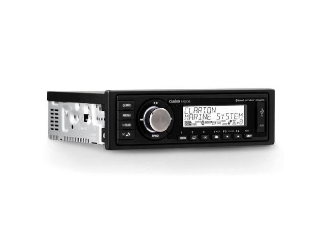 M508 Single DIN Marine Digital Media Receiver with Bluetooth aptX, AM/FM Weather Band, USB, AUX, SiriusXM-Ready, 4V RCA Outputs