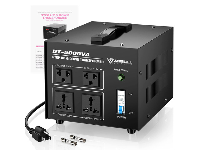 Voltage Converter 5000 Watt Voltage Transformer(110V to 230V,230V to 110V) Heavy Duty Transformer,Circuit Breaker Protection,(110V to 230V,230V...