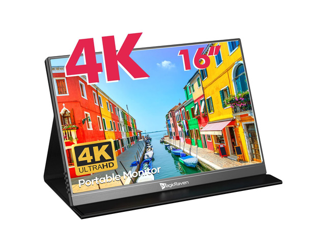 4K Portable Monitor, 16' 3840x2400 IPS Laptop Screen, 1500:1, 400 Nits Screen USB C HDMI Computer Gaming Display with Speakers & Smart Cover,...