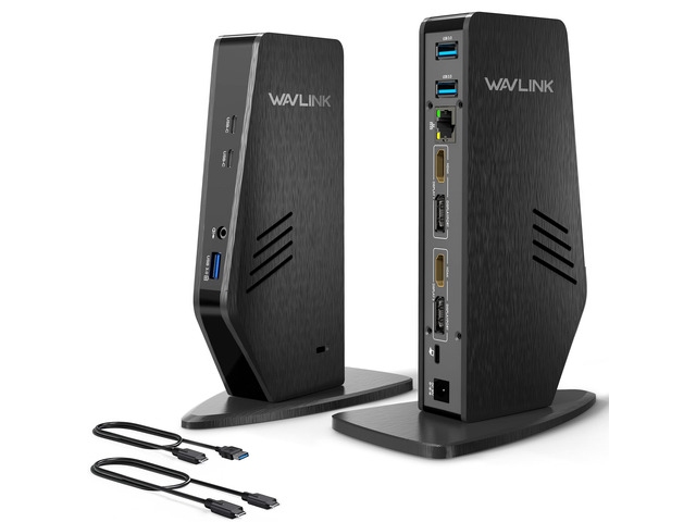 Universal Laptop Docking Station - Dual Monitor Support for Windows and Mac, 5K/Dual 4K@60Hz (2 HDMI, 2 DP, 3 USB, 2 USB-C, Ethernet, Audio & Mic)