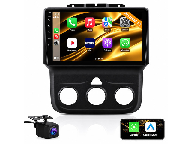 [4Core+32GB] Car Radio for Dodge Ram 1500/2500/3500 2013-2019 9'' Android 13 Stereo with CarPlay and Android Auto/Split Screen/GPS/WiFi/FM Rear...