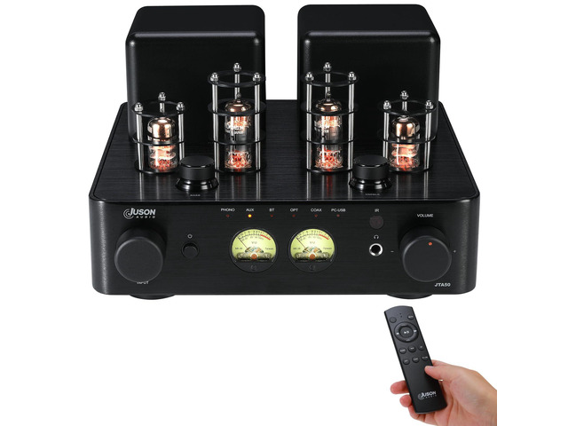 Juson Audio JTA50 2025 50W x 2 Tube Amplifier HiFi Class AB Amp with BT 5.0 Phono Preamp Headphone Tube Amp USB/Coax/AUX/Opt in,Subwoofer...