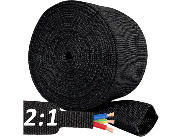 20 FT 1/2 inch 2:1 Heat Shrinkable Braided Sleeving Heat Shrink Sleeve Abrasion Protection Flexibility Wiring Harness Cable Sheath Tubing