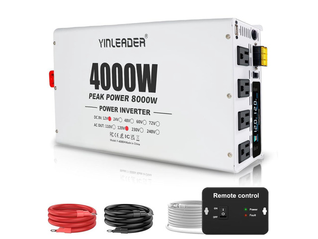 4000W Power Inverter 12V to 110V/120V, Solar Inverter Remote for RV Camping Off-Grid Solar Inverter Systems