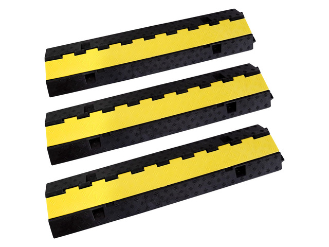 Rubber Cable Ramp Cord Cover Cable Protector Ramps Wire Hose Protective 22000Lbs Load Capacity Traffic 2 Channel Speed Bump for Asphalt Concrete...