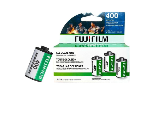 Fujicolor 400 ISO 35mm Color Film 3 Pack (36 Exposures Each) Color Negative Film (400 Speed, 1 Pack (3 Rolls))