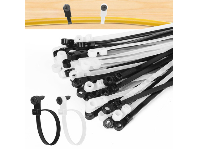 300 Pack Zip Ties with Screw Holes 12 & 10 90 lbs Mounting Cable Ties Long Tie Wraps for Binding Fences, Awnings Tying, HVAC, Fixed Water...