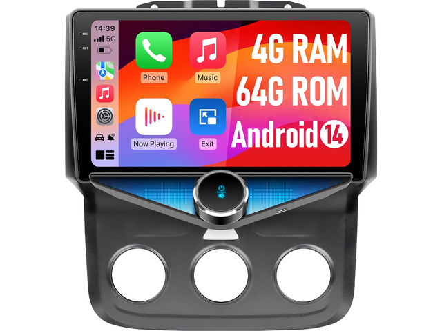 Dodge Ram 1500 Car Stereo for 2013 2014 2015 2016 2017 2018 Ram 1500 2500 3500 Manual AC, 9-Inch QLED Android 14 Radio, 4GB+64GB, Wireless CarPlay,...