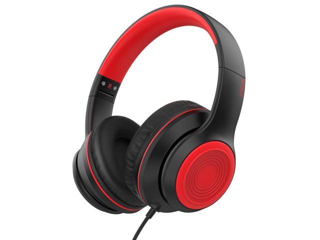 R10 Over-Ear Headphones with Microphone, Lightweight Folding Stereo Bass Headset with 1.5M No-Tangle Cord, Portable Wired Headphones for Smartphone...