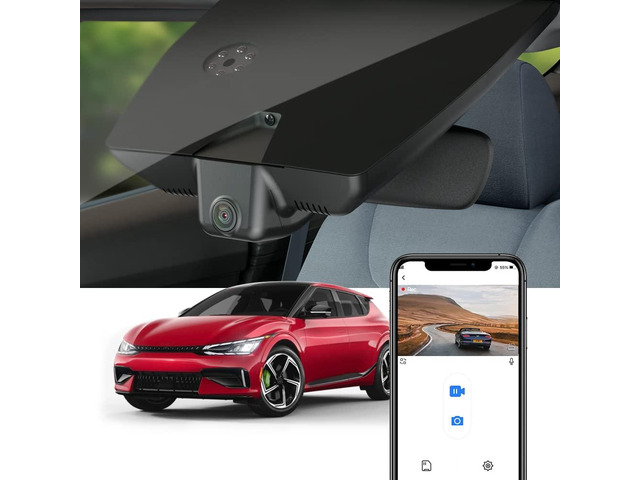 4K Dash Cam Compatible with Kia EV6 2022-2025 GT GT-Line Light Long Range Wind, OEM Factory Look, UHD 2160P Video, Loop Recording, Built-in WiFi &...