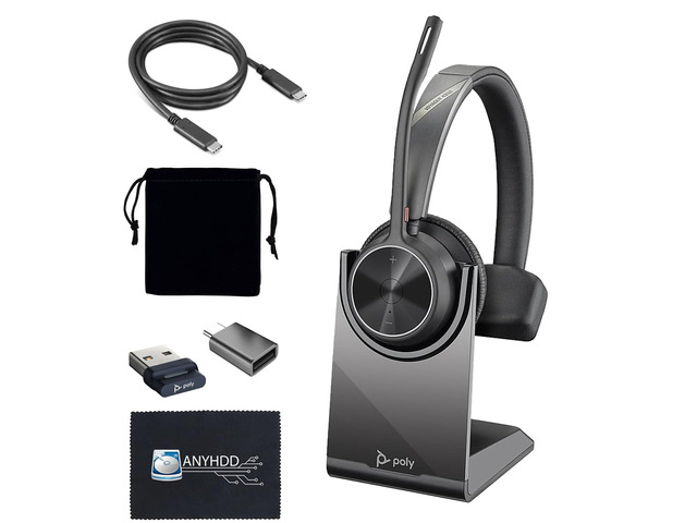 Poly Voyager 4310 UC Wireless Headset + Charge Stand - Connect to PC/Mac & Cell Phone, Single-Ear Headset with Mic + Charging Station + USB A to C...