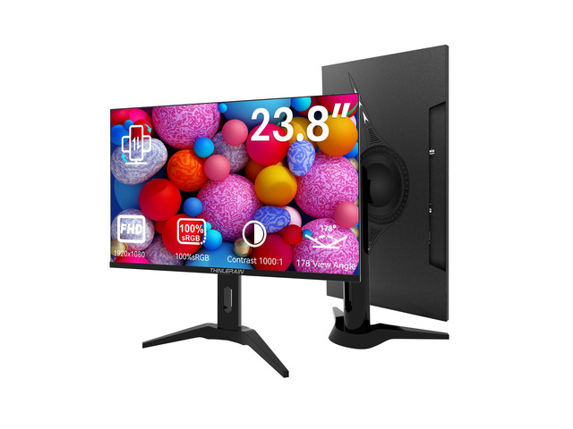 23.8 inch Computer Monitor 1920x1080 Vertical PC Monitor with HDMI VGA AV BNC USB Ports, Multi-Function Stand, VESA, Display Frameless Build-in...