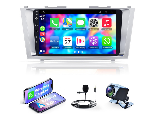 4GB+64GB Car Radio for Toyta Cary 2006-2011,9 Inch IPS Touchscreen Car Stereo with Wireless Carplay,Android Auto,GPS,Bluetooth,FM, Android 12 Camry...