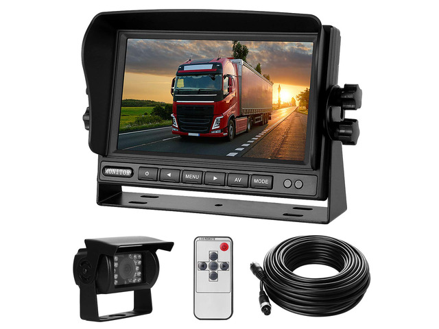 Backup Camera System Kit 7' LCD Reversing Monitor+Rear View Camera 170 ° Wide Angle, Waterproof IP68, 18 Infrared Night Vision,Rear View Backup...