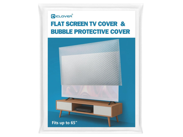Foam Flat Screen TV Cover and Bubble TV Protective Cover, Fits Up to 65' TV 65'W X 37'H, 1×Foam and 1×Bubble, Flat Screen TV Protection Bubble...