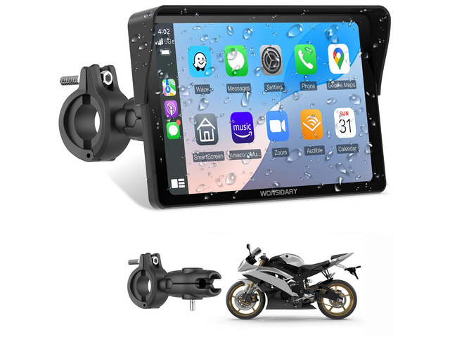 W722 Motorcycle CarPlay Wireless with Android Auto Screen 7 Inch IP67 Waterproof GPS Navigation Screen for Motorcycle Tours, Dual Bluetooth, EQ,...
