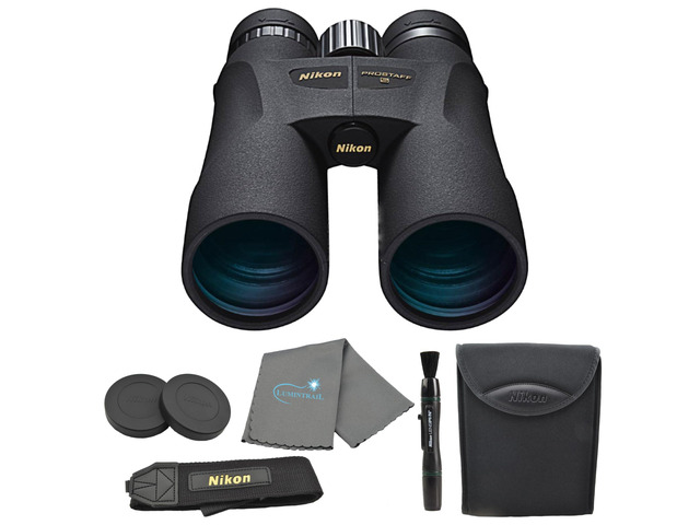 PROSTAFF 5 12x50 (7573) Black Binoculars Bundle with Lens Pen and Cleaning Cloth, Compact Binoculars for Adults for Hunting, Bird Watching, and...