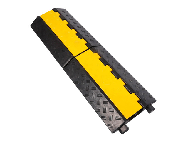 Rubber Cable Ramp Cord Cover Cable Protector Ramps Wire Hose Protective 2 Channel 22000Lbs Load Capacity Traffic Speed Bump for Asphalt Concrete...