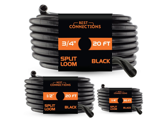 Split Wire Loom Flex-Guard Convoluted Tubing Protective Split Cable Sleeves for Auto Home Industrial Electrical Wires Chemical Resistant Conduit...