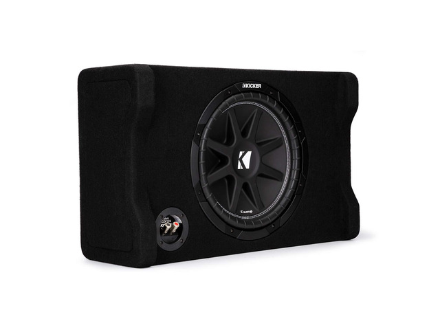 48CDF124 Comp 12' Subwoofer in Down Firing Enclosure, 4-Ohm Loaded ported box design, space-saving behind-seat truck fit, protected downward...