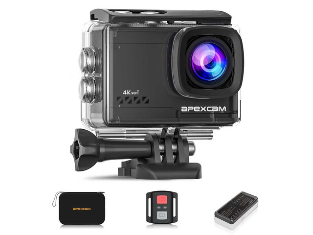 M80 AIR 4K 60FPS 64MP EIS WiFi Action Camera Waterproof Underwater Camera 40M Sport Camera 2.0'LCD 2.4G Remote Control 2X1350mAh Batteries and...