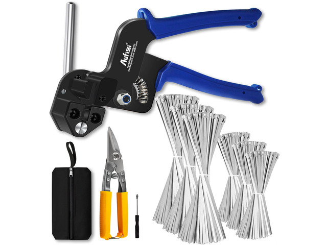 Stainless Steel Cable Tie Gun, 300PCS 304 Metal Zip Ties Heavy Duty Outdoor, 200LBS Tensile Strength & UV Resistant for Vehicles Exhaust Wrap Wire...