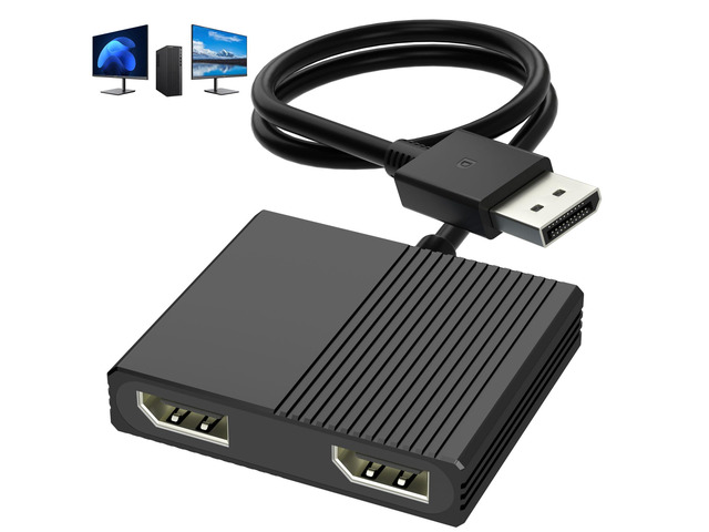 Displayport MST Hub, 4K@120Hz Display Port Splitter for Dual Monitors, DP to Dual DP Adapter 1 in 2 Out, DisplayPort Splitter Extended Display,...