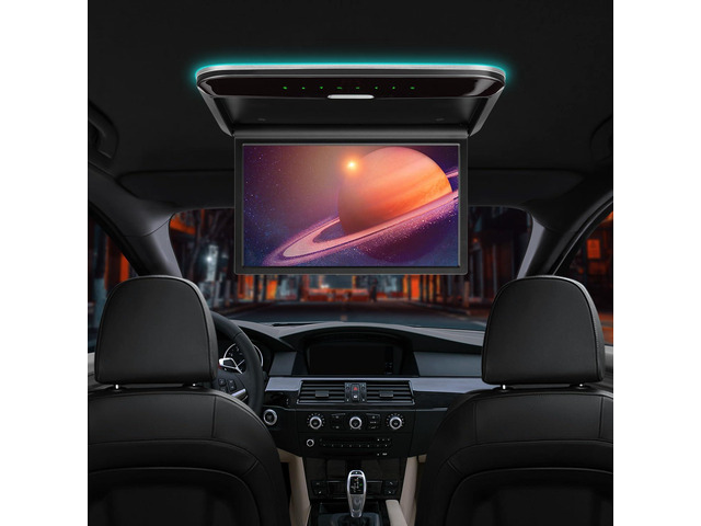 14 Inch Flip-Down Car Overhead Player with HDMI, Built-in Speaker 1366x768 HD Roof Mount Monitor, USB input, 1080p Playback In-Car Entertainment...