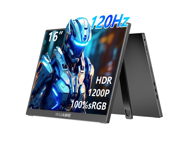 16' 1200P 120Hz Portable Monitor, 100% sRGB Portable Gaming Monitor with Built-in Stand,HDR and Freensync, External USB C Monitor for Laptop, PC,...