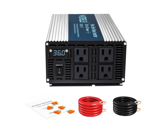 2000W Pure Sine Wave Inverter 48V DC to 110V 120V AC Power Converter with LED Display, Off-Grid Portable Power Inverter with 4 AC Outlets for Home,...
