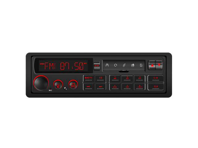 Single Din Retro Car Radio: European Style Stereo for Classic Vehicles - Bluetooth FM AM USB SD AUX USB-C Fast Charge 4-CHN 2 Subwoofer Outputs SWC