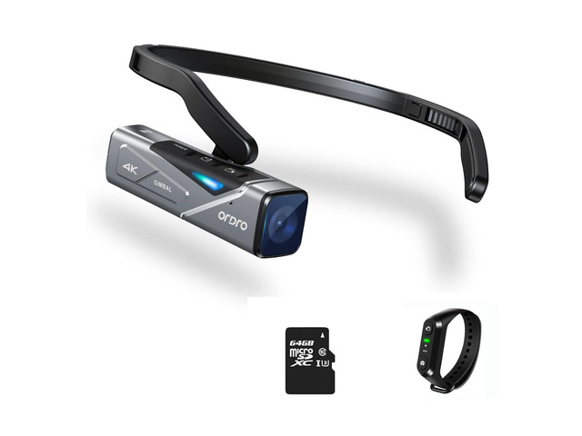 EP7 Head Mounted Camera Vlog Camcorder, 4K 60FPS Wearable Camcorder WiFi & APP with 64G Card Build-in 1000mAh Rechargeable Battery
