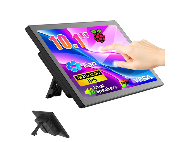 10.1 Inch Touchscreen Monitor - 1920x1200 HDMI Touch Screen Monitor, 10-Point IPS 16:10 Rpi Screen Display for Pi 5/4/3/2/Zero/B/B+ Win11/10/8/7...