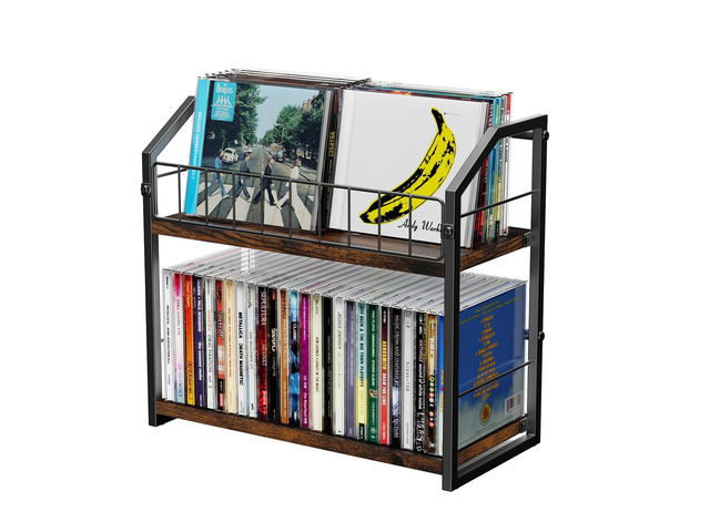 2-Tier CD Holder, Clear CD Storage Rack for Non-slip Feets, CD Organizer with Dispay Top Shelf, Premium CD shelf for Home Office, Holds Up to 60...