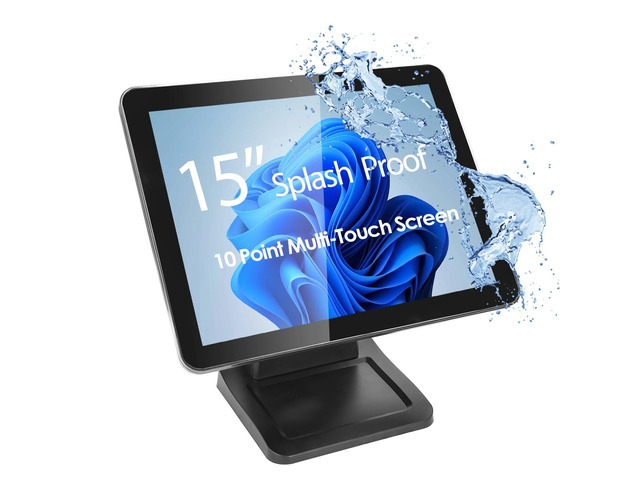 15-Inch 4:3 Capacitive LED Backlit Multi-Touch Monitor, True Flat Seamless Design Touchscreen with Metal POS Stand, for Office, POS, Retail,...