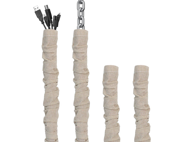 Fabric Cord Cover, 2 Pcs 6 Feet and 2 Pcs 4 Feet Chain Cable Sleeve, Chandelier Lighting Wire Cord Cover for Lamps Light Fixtures Lighting Wires...