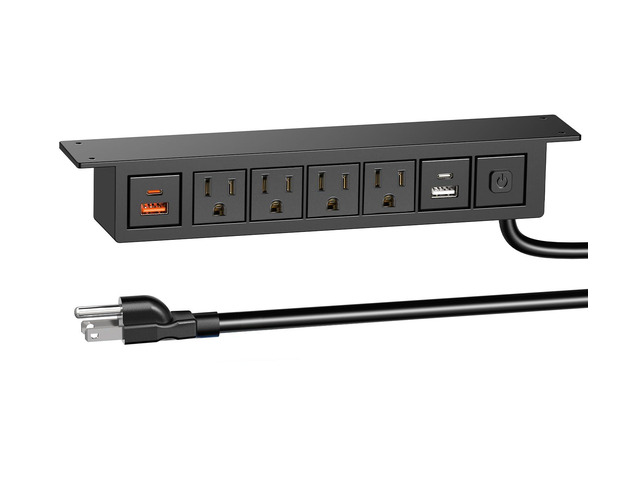 Under Desk Power Strip with 20W USB C, 8-in-1 Desk Outlet Station, 4 AC Outlets, 2 USB-C, 2 USB-A, 6FT Cable, Desk Mount Power Strip for Home...