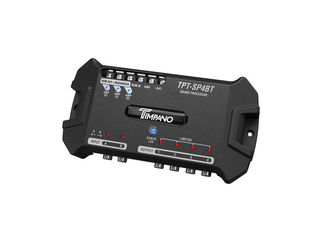 TPT-SP4BT Bluetooth DSP 4 Output Channel- Full Digital Signal DSP Car Audio Processor - Built-in Voltmeter and Remote Relay