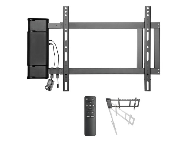 Motorized Swing Out TV Wall Mount for 32-75' TV with Remote Swivels up to 90 degrees, works with Samsung, LG, or universal remote via IR, Max...
